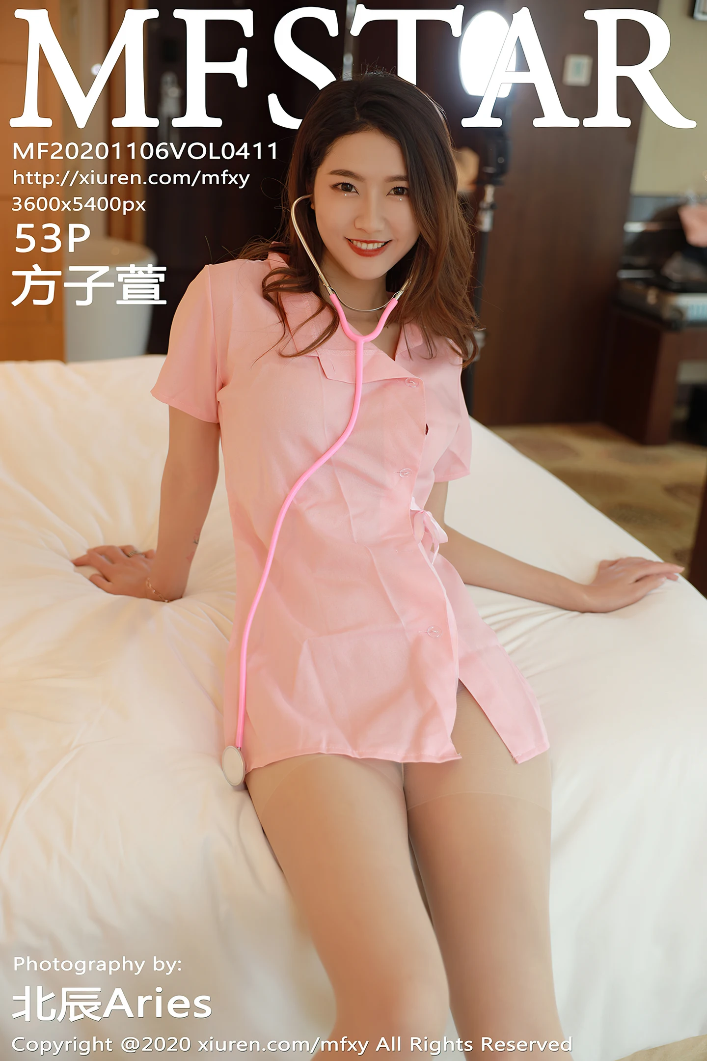 [MFStar模范学院]Vol.411_嫩模方子萱粉色护士制服主题床上肉丝裤袜撩人诱惑写真53P-秀人网 - XiuRen.Pro